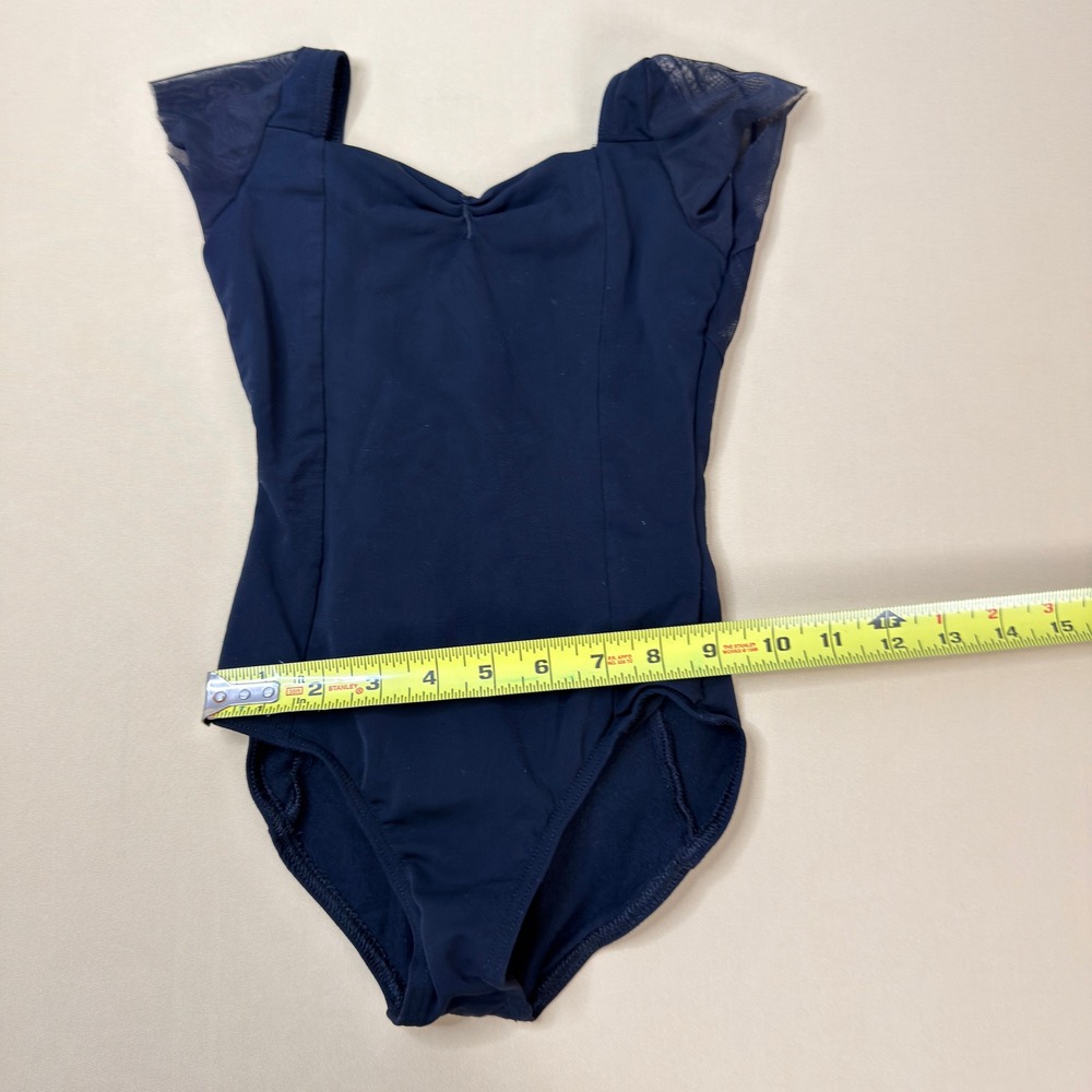 Nikolay Effie Black Mesh Cap Sleeve Leotard 9-10Y Sweetheart Pinch Front EUC - Picture 4 of 8